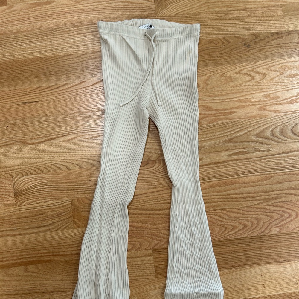 Topshop Beige Ribbed Pants